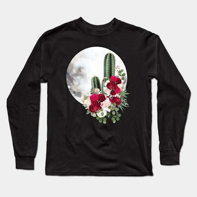 Moonlight Succulents 3 Long Sleeve T-Shirt by Collagedream